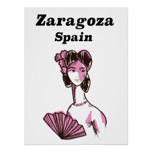 Zaragoza Spanien Vintage Reiseplakat Poster