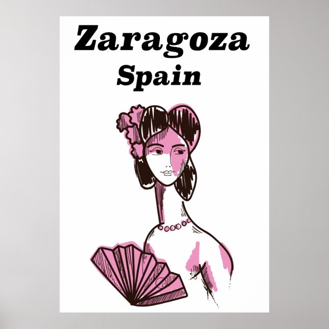 Zaragoza Spanien Vintage Reiseplakat Poster (Vorne)