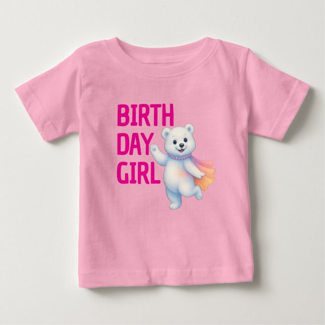 Zarah Dancing Polar Bear 1st Birthday Girl  Baby T-shirt (Vorderseite)