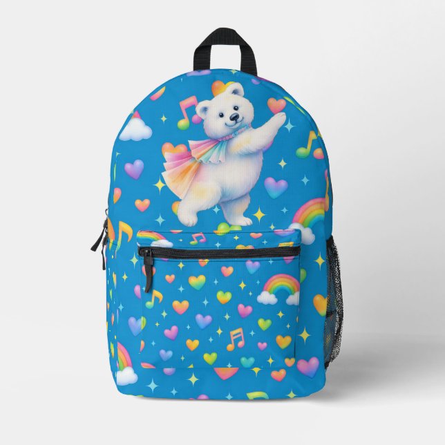 Zarah Dancing Polar Bear Print Cut Sew Bag Bedruckter Rucksack (Vorderseite)