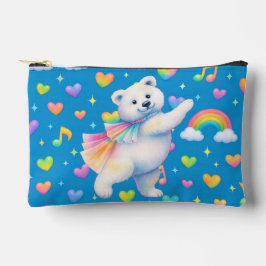 Zarah Dancing Polar Bear Zipper Pouch – Rainbows Zubehörtasche