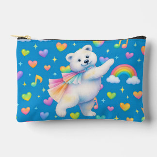 Zarah Dancing Polar Bear Zipper Pouch – Rainbows Zubehörtasche