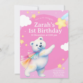 Zarah the Dancing Polar Bear Birthday Invitations Einladung