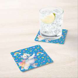 Zarah the Dancing Polar Bear • Paper Coasters Rechteckiger Pappuntersetzer