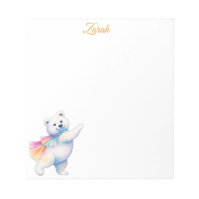 Zarah the Dancing Polar Bear | Personalized Notizblock (Vorderseite)