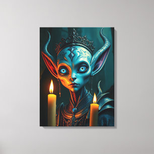 Zarathos der Flammenritualist - Dark Fantasy Elfis Leinwanddruck