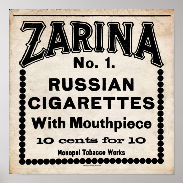 Zarina Russisches Zigarettenzeichen Poster (Vorne)
