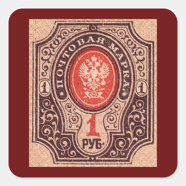 Zarist Russland Postage Quadratischer Aufkleber (Vorderseite)