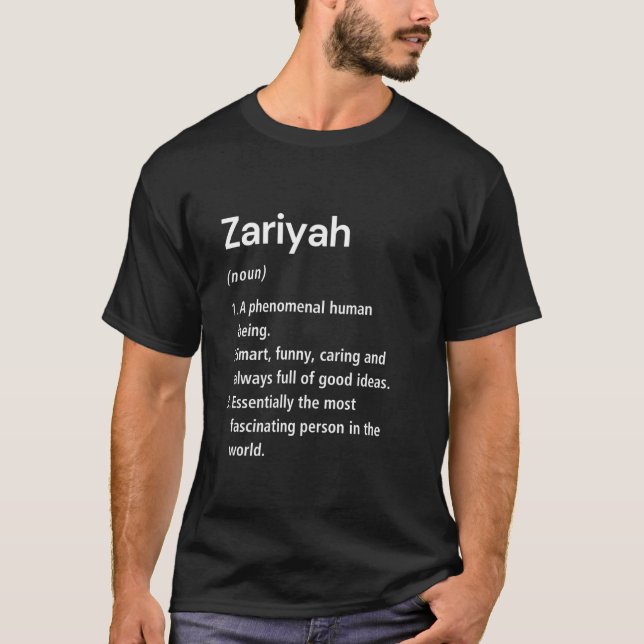 Zariyah Name Definition Funny Dictionary T-Shirt (Vorderseite)