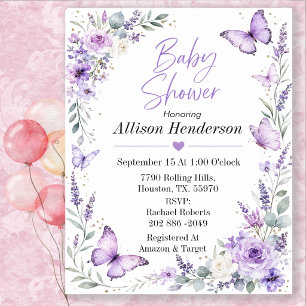 Zarte Baby Shower im Zeichen des Lavendel-Schmette Einladung