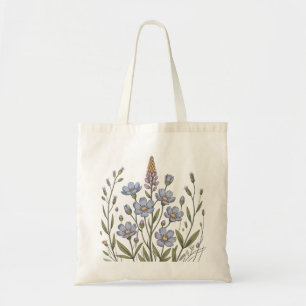 Zarte blaue Blumen & Blätter – Botanische Natur Tragetasche