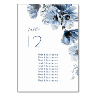 Zarte Blaue Blumen Hochzeit Tischnummer
