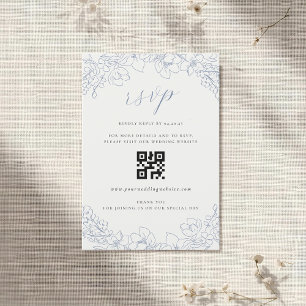 Zarte blaue Blumen Hochzeits-QR-Code RSVP Karte