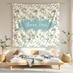 Zarte Blaue Blumen von Shana Leigh Fleecedecke