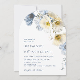 Zarte blaue Blumen Weiße Hochzeitseinladung Einladung