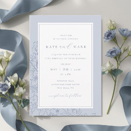Zarte Blaue Florale Hochzeit Einladung