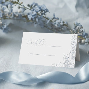 Zarte Blaue Florale Hochzeitstisch Platzkarte