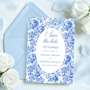 Zarte Blaue Rosen Floral Hochzeit Vormerkung Ankündigung