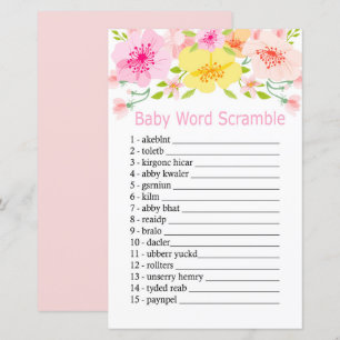 Zarte Blumen Baby-Wort-Scramble-Spiel