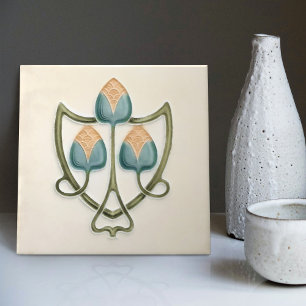 Zarte Blumen Jugendstil Art Nouveau England Fliese