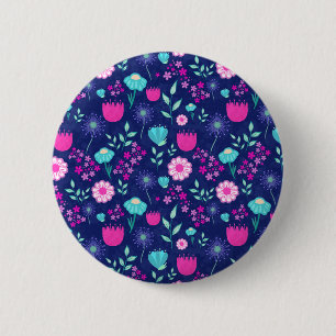 Zarte Blumen und botanische Details Button