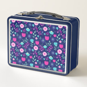 Zarte Blumen und botanische Details Metall Brotdose