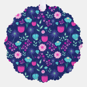 Zarte Blumen und botanische Details Ornament Karte