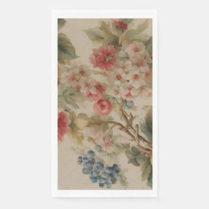 Zarte Blumen und französische Früchte. Gemalter St Serviette