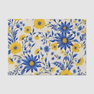 Zarte Blumenblumen und gelbe Blumen Seidenpapier