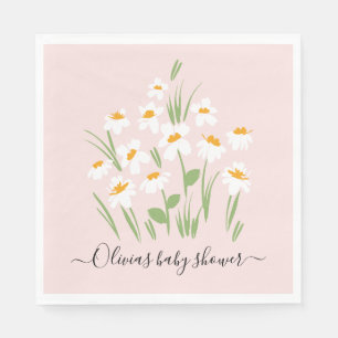 zarte, blumengeschmückte, schöne Babydusche Serviette