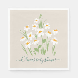 zarte, blumengeschmückte und schöne Babydusche in  Serviette