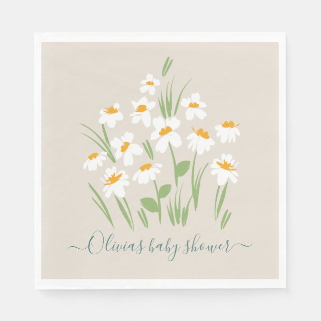 zarte, blumengeschmückte und schöne Babydusche in  Serviette (Vorderseite)