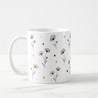 Zarte Blumentasse mit Herzen - Floral Design  Kaffeetasse