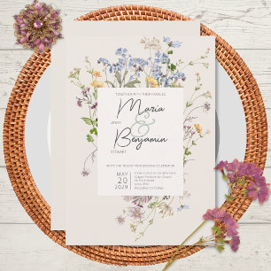 Zarte Boho-Wildblumen-Creme-Hochzeitseinladung Einladung
