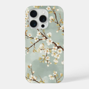 Zarte Botanik des weißen Blütenzweigs iPhone 15 Pro Hülle