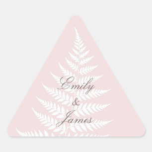 Zarte botanische Röte-Pink-Weiße-Farn-Hochzeit Dreieckiger Aufkleber
