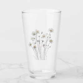 Zarte botanische Skizze einer Wildblume Glas