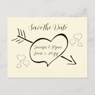 Zarte Creme-Kalligrafie-Herzen Save the Date   Postkarte