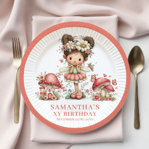 Zarte Fee 1. Geburtstag Rosa Pilz Papier Pappteller