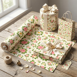Zarte Florale Hochzeit Geschenkpapier