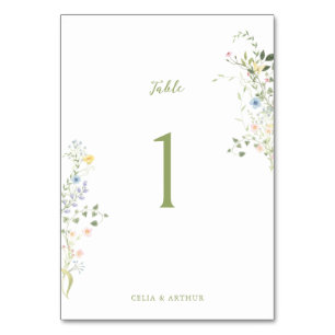 Zarte Florale Hochzeit Tischnummer