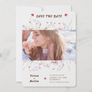 Zarte Frühlings-Wildblumen-Hochzeit - Save The Dat Einladung