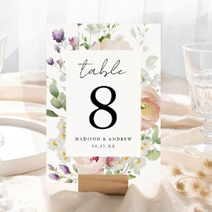 Zarte Frühlingsblumen Hochzeit Tischnummer