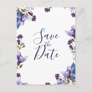 Zarte Frühlingsblumen Lila Save-the-Date Ankündigungspostkarte