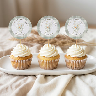 Zarte Gänseblümchen-Blüten-Babyparty-Favor-Topper Runder Aufkleber