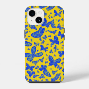 Zarte gelbe Blumen-Schmetterlinge  iPhone 14 Hülle