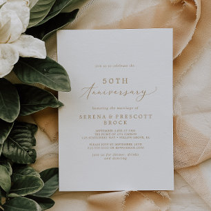 Zarte Gold-Kalligrafie 50. Hochzeitstag Einladung
