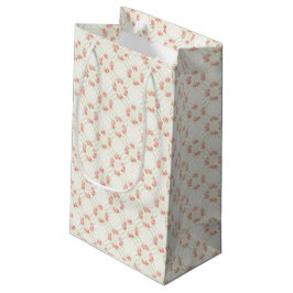 Zarte Gold-Schriftrollen & rosa Rosen Blumenmuster Kleine Geschenktüte