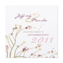 Zarte goldene Kirschblüten-Hochzeitseinladung