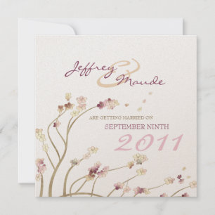 Zarte goldene Kirschblüten-Hochzeitseinladung Save The Date
